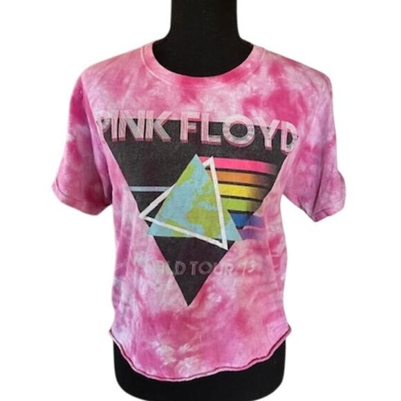 Pink Floyd Cropped Tie-Dye Band T-Shirt - Size Small - Picture 1 of 5